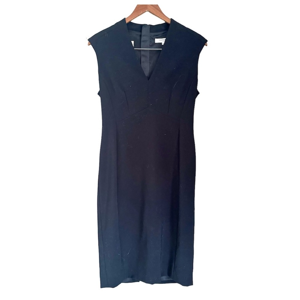 L.K. Bennett Dr Aniva V Neck Sleeveless Sheath Dress Black Size 8